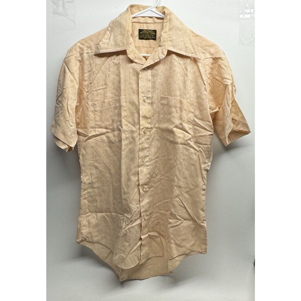 Vintage Sears Perma-Press Medium SHORT Sleeve SHIRT Wide Collar MADE IN JAPAN